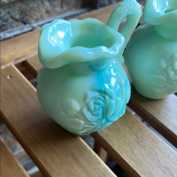 Vintage Avon Green Blue and White Floral Small Pitchers - Picture 5 of 12